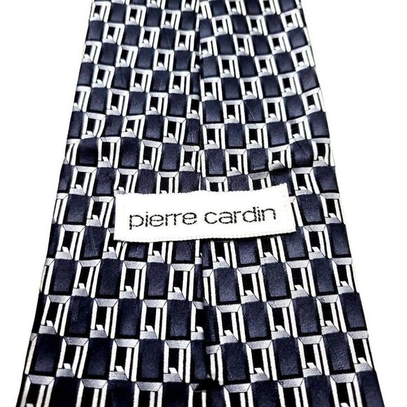 Pierre Cardin Silk Tie Gray Geometric Print Short Wide - Picture 3 of 6